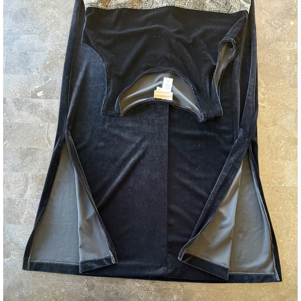 Coldwater Creek Size 12 Black Velvet Paisley‎ Maxi Dress Jacket 2-Pc Set Holiday - Picture 6 of 16